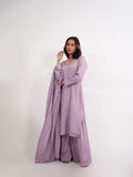 LAVENDER FLORAL SILK KURTA SET