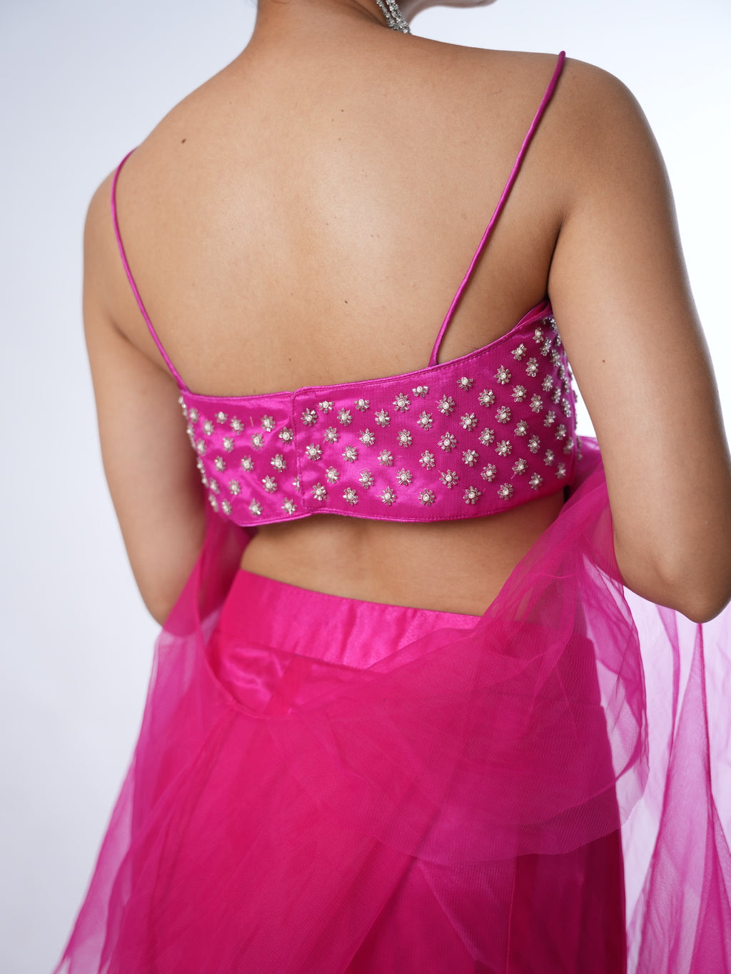 Magenta Floral Indo-Western Lehenga