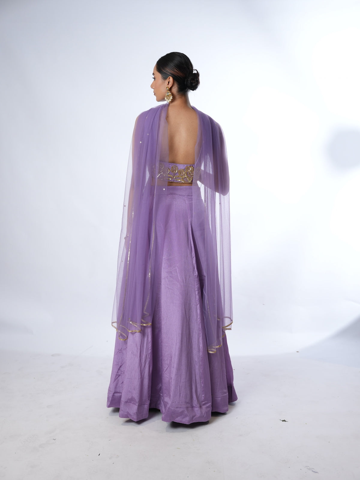 Lavender Gold-Embroidered Lehenga