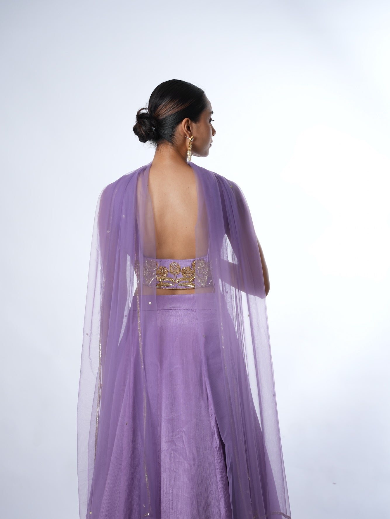 Lavender Gold-Embroidered Lehenga