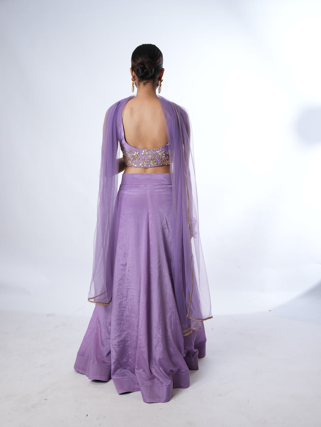 Lavender Gold-Embroidered Lehenga