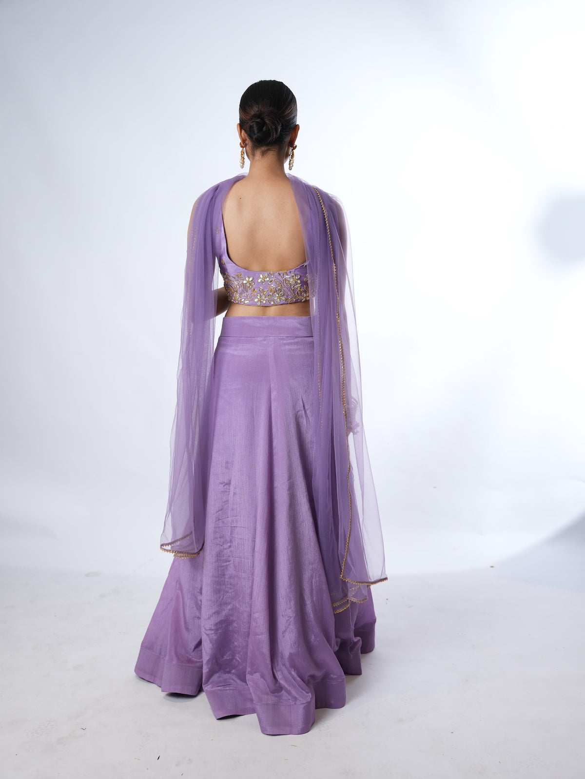 Lavender Gold-Embroidered Lehenga