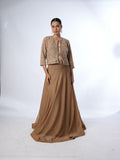 Golden Brown Embellished Jacket and Lehenga Set