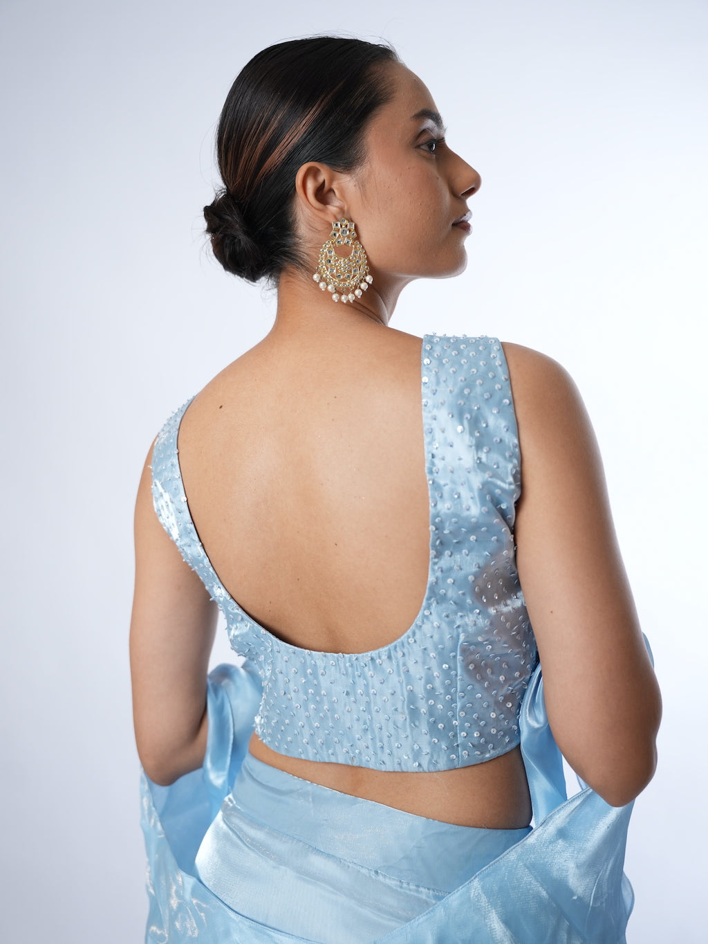Powder Blue Embellished Ruffled Lehenga Set
