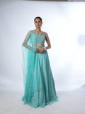 Turquoise Embellished Lehenga Set