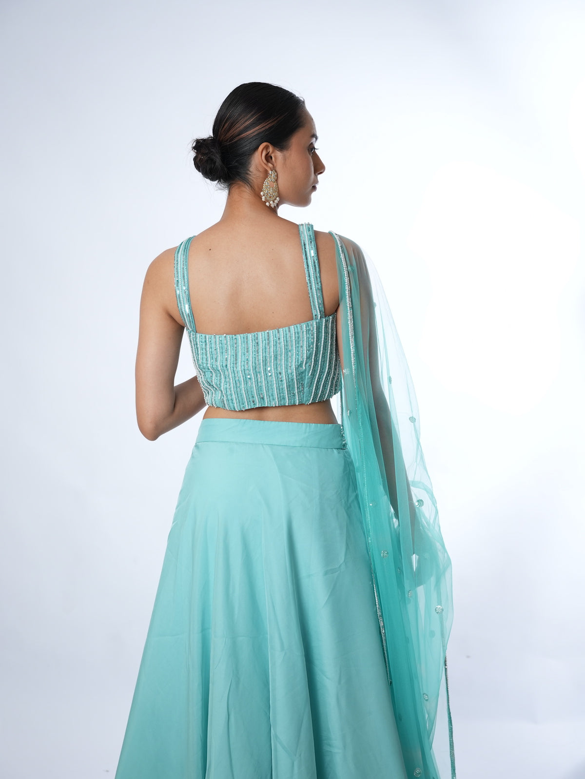 Turquoise Embellished Lehenga Set