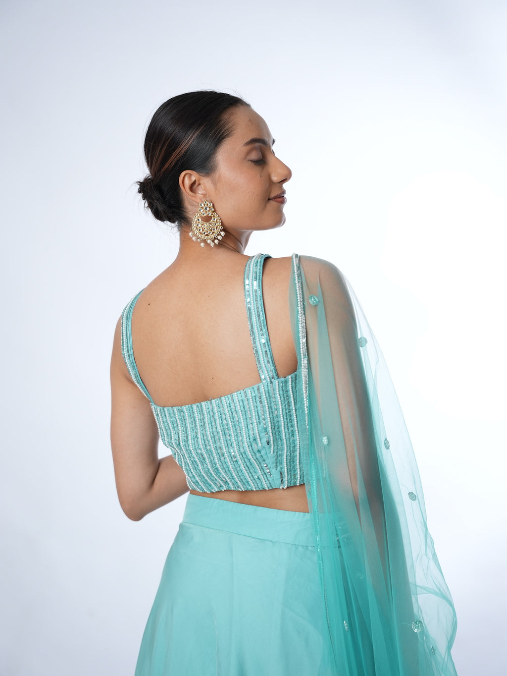 Turquoise Embellished Lehenga Set