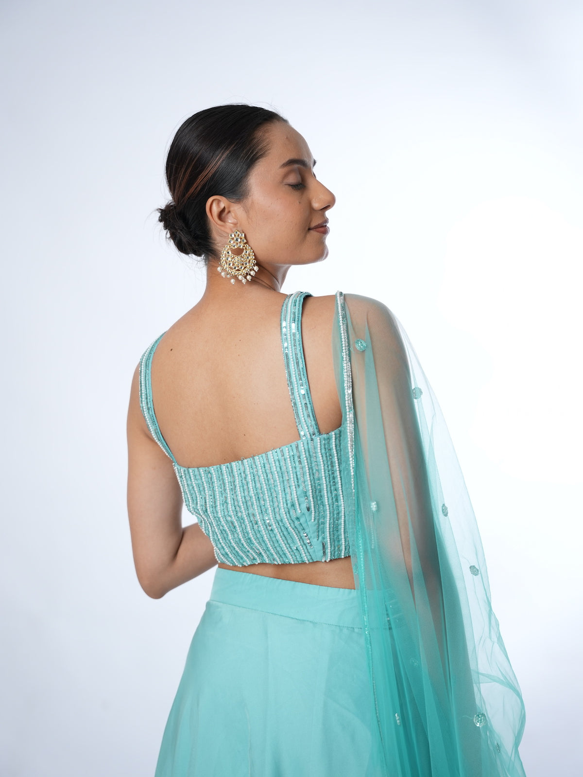 Turquoise Embellished Lehenga Set