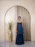 Teal Blue Sequin Short Kurta Set