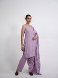 Lilac Sequin Embroidered Silk Kurta Set