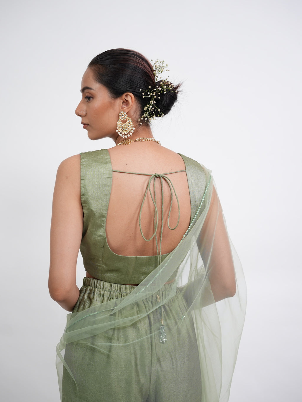 Olive Green Embroidered Sharara Set