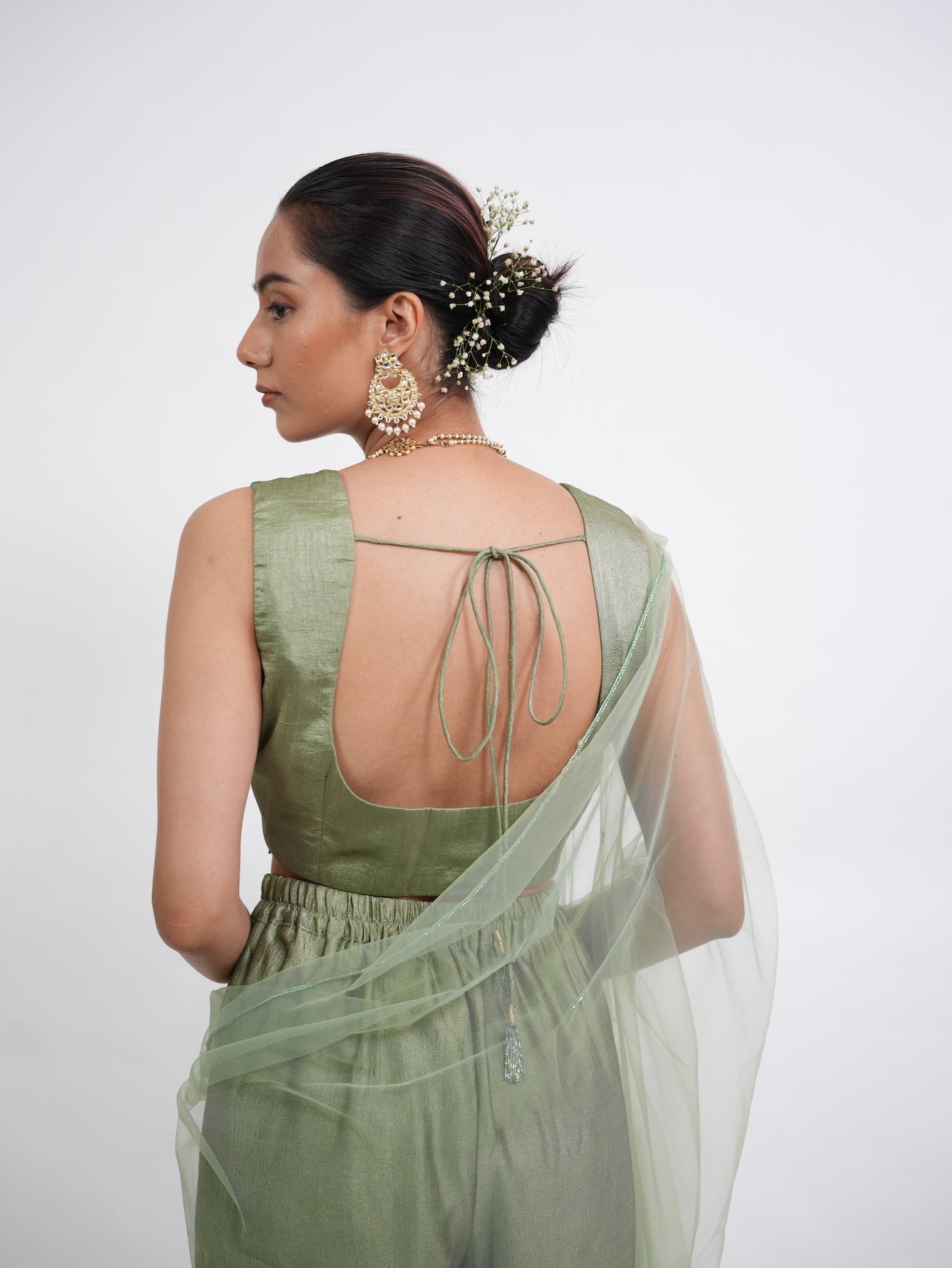 Olive Green Embroidered Sharara Set