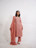 Dusty Peach Embroidered Silk Kurta Set