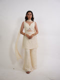 Ivory Cutout Sequin Indo-Western Set