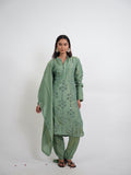 Sage Green Mirror Embroidered Silk Kurta Set