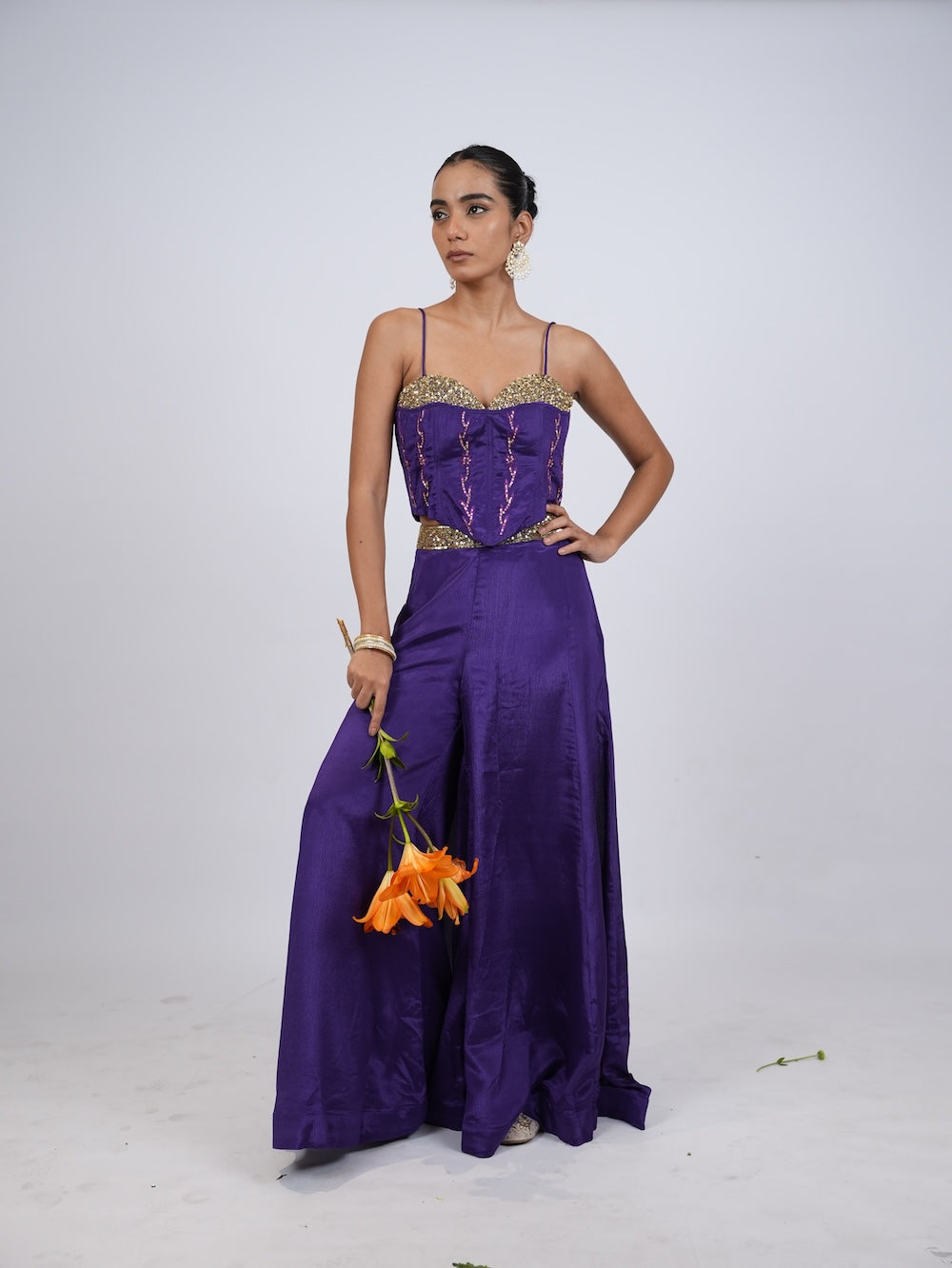 Royal Purple Sequin Embellished Corset