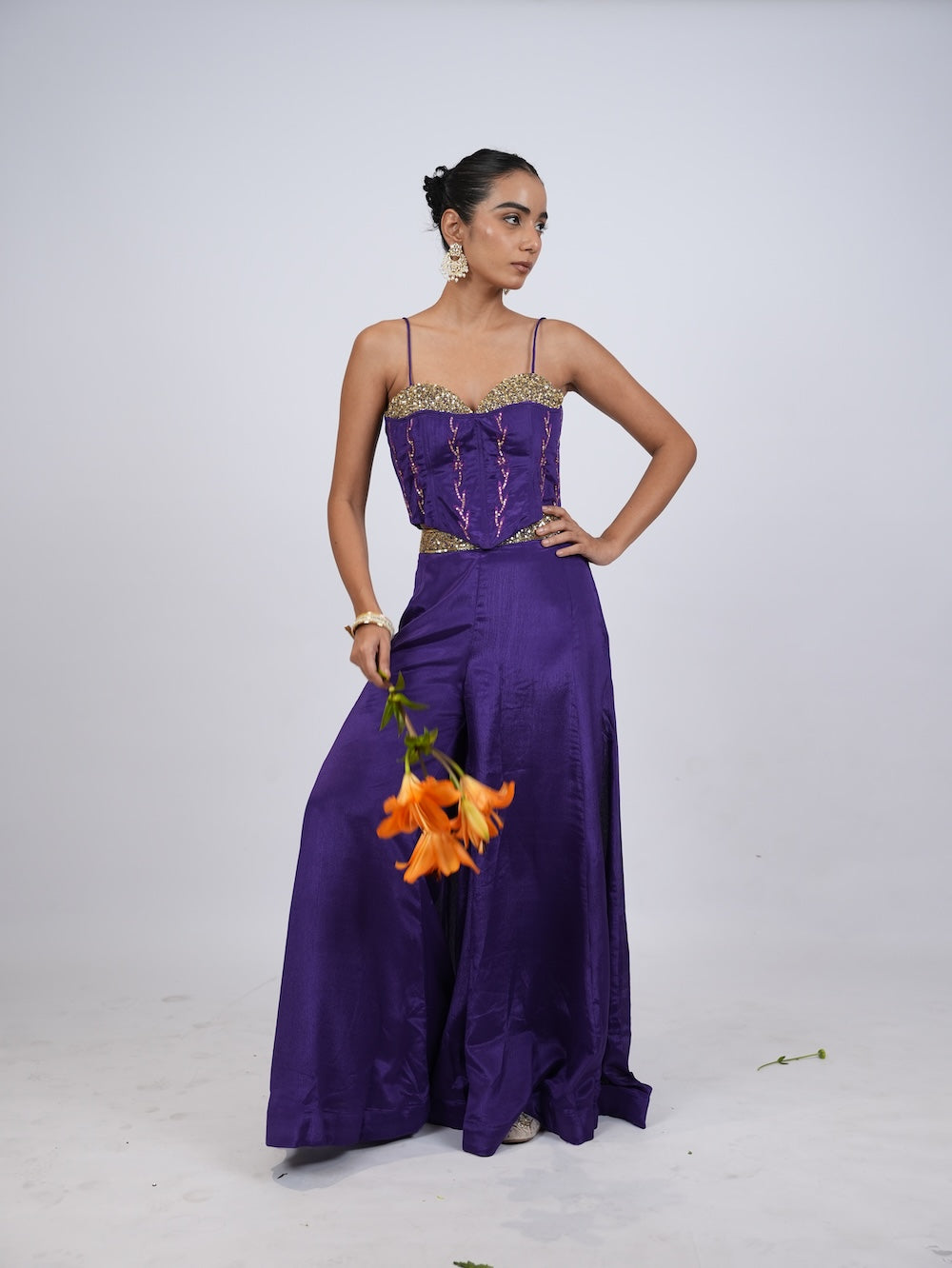Royal Purple Sequin Embellished Corset