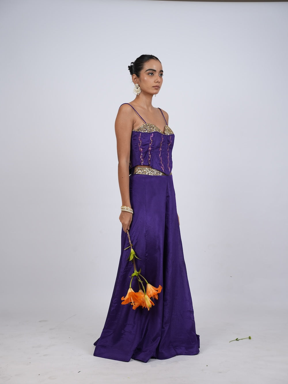 Royal Purple Sequin Embellished Corset