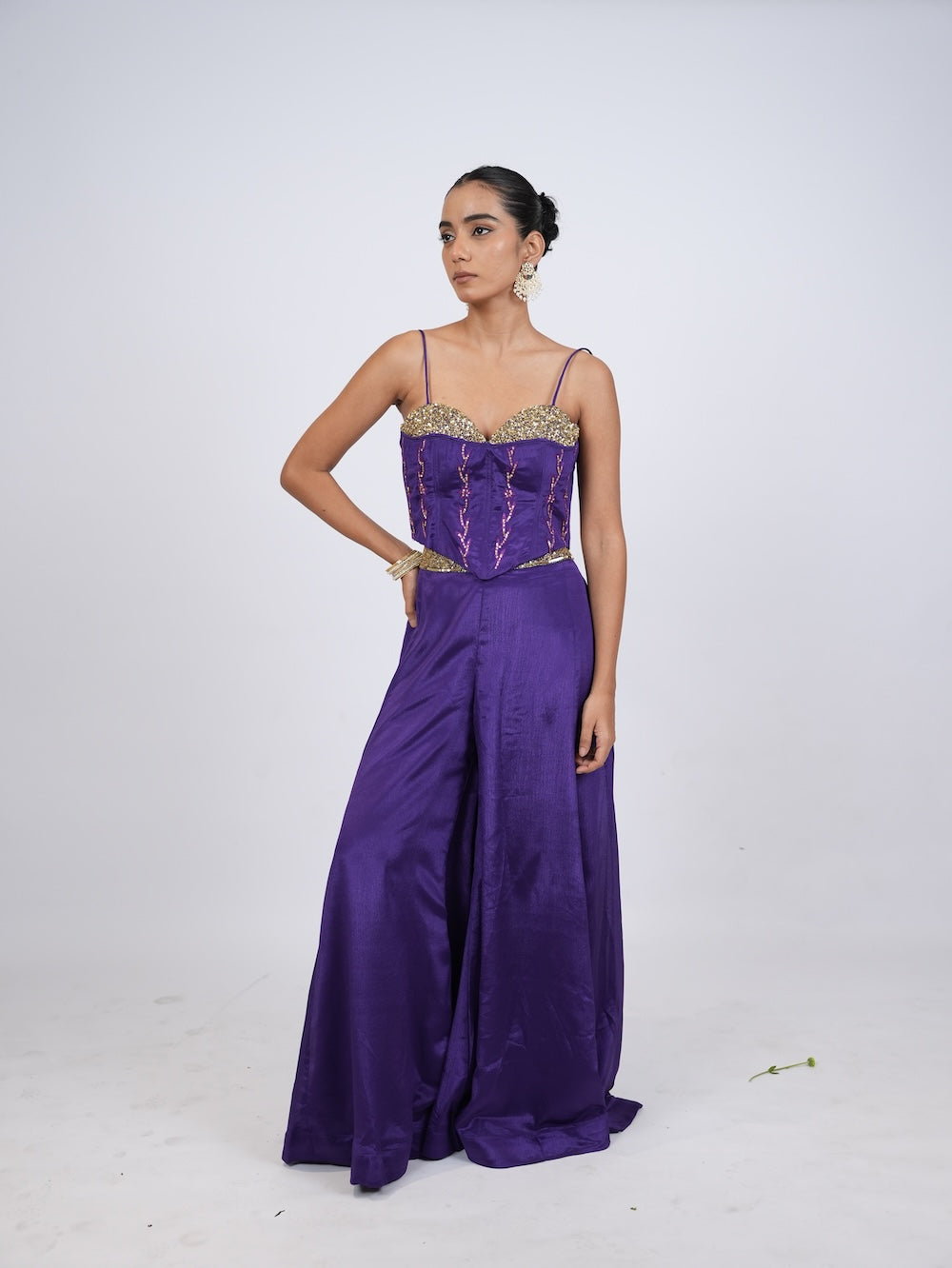 Royal Purple Sequin Embellished Corset