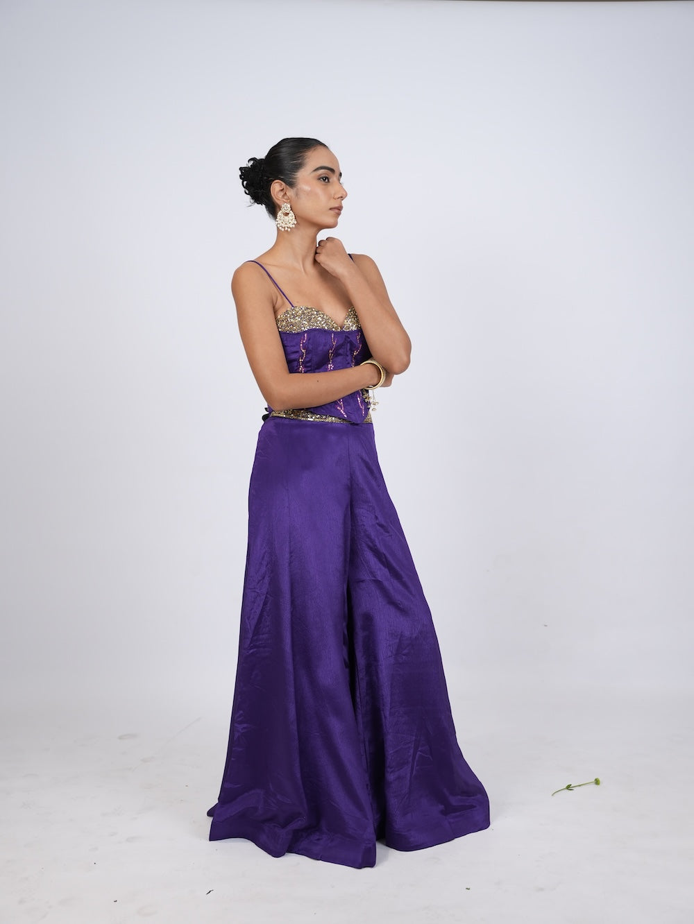 Royal Purple Sequin Embellished Corset