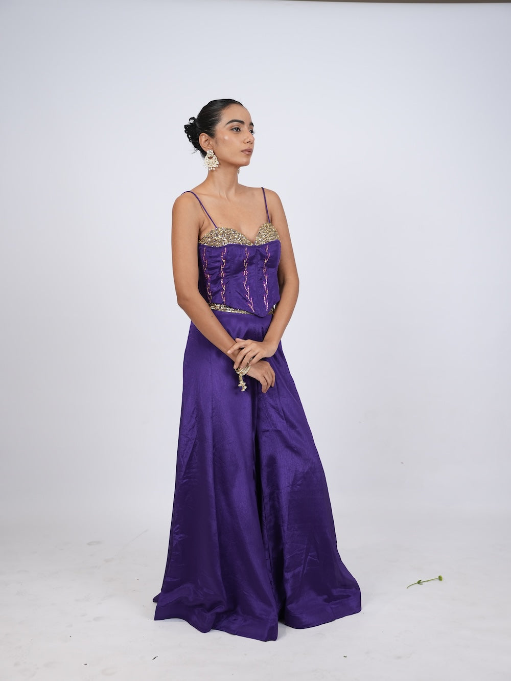 Royal Purple Sequin Embellished Corset