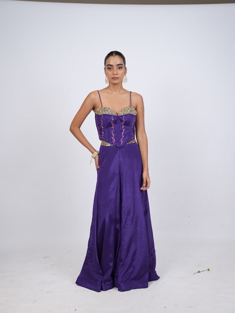 Royal Purple Sequin Embellished Corset
