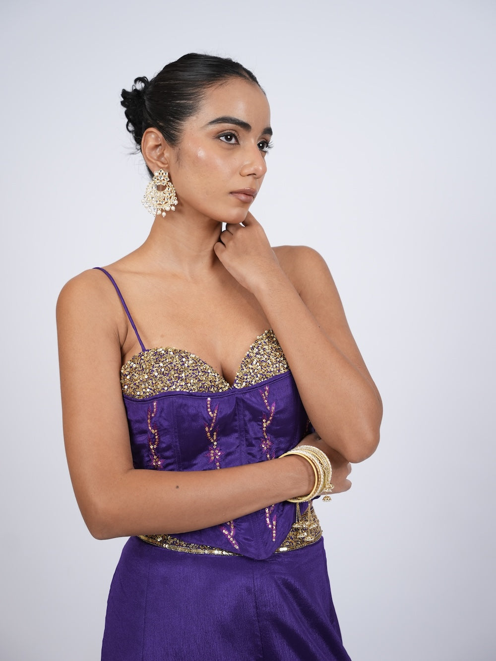 Royal Purple Sequin Embellished Corset