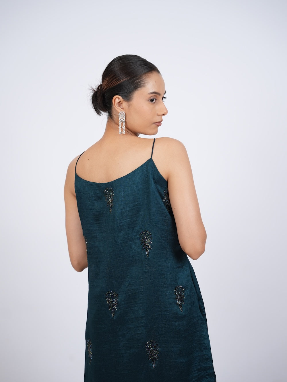 Dark Teal Embellished Kurti and Sharara Set