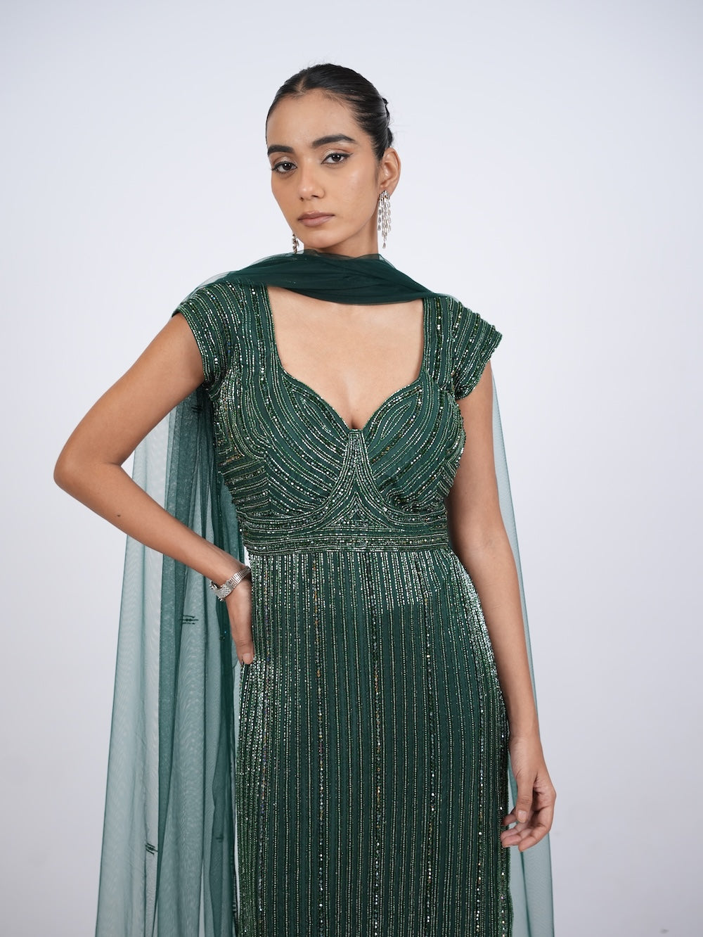 Emerald Green Sequin Embellished Kurti