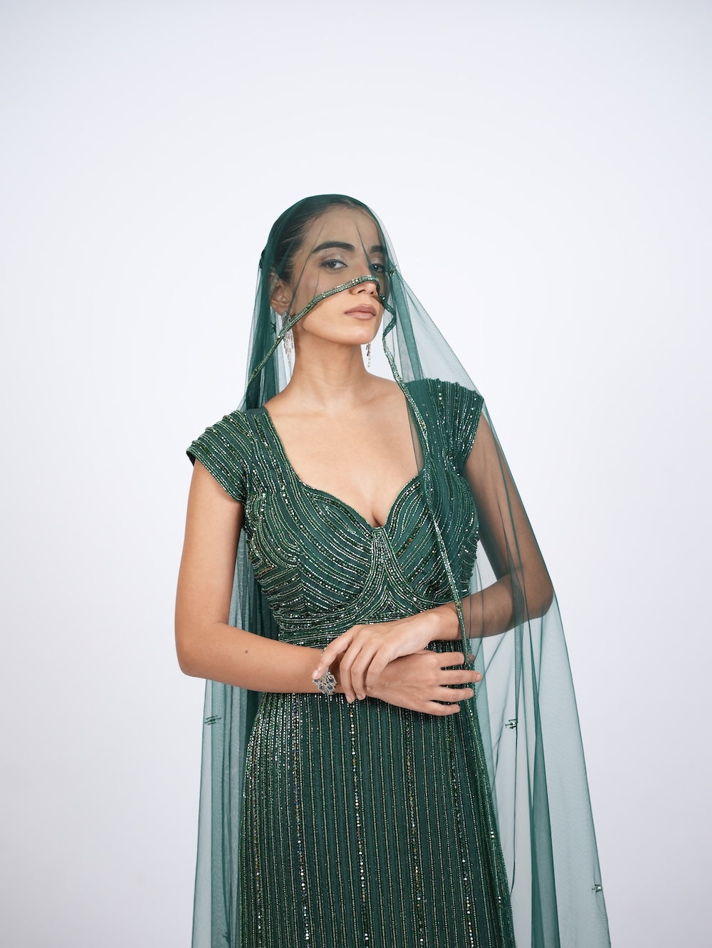 Emerald Green Sequin Embellished Kurti