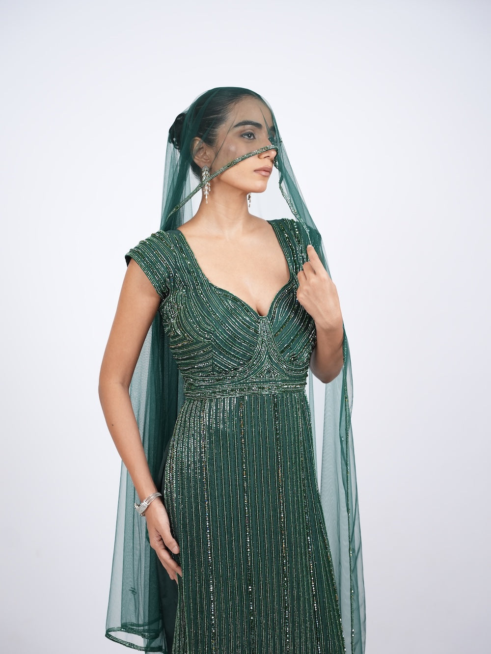 Emerald Green Sequin Embellished Kurti