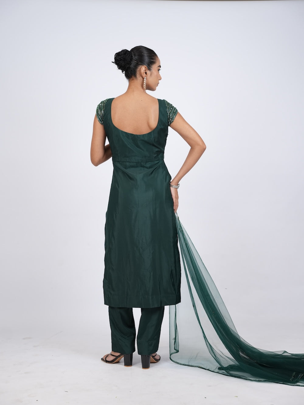 Emerald Green Sequin Embellished Kurti