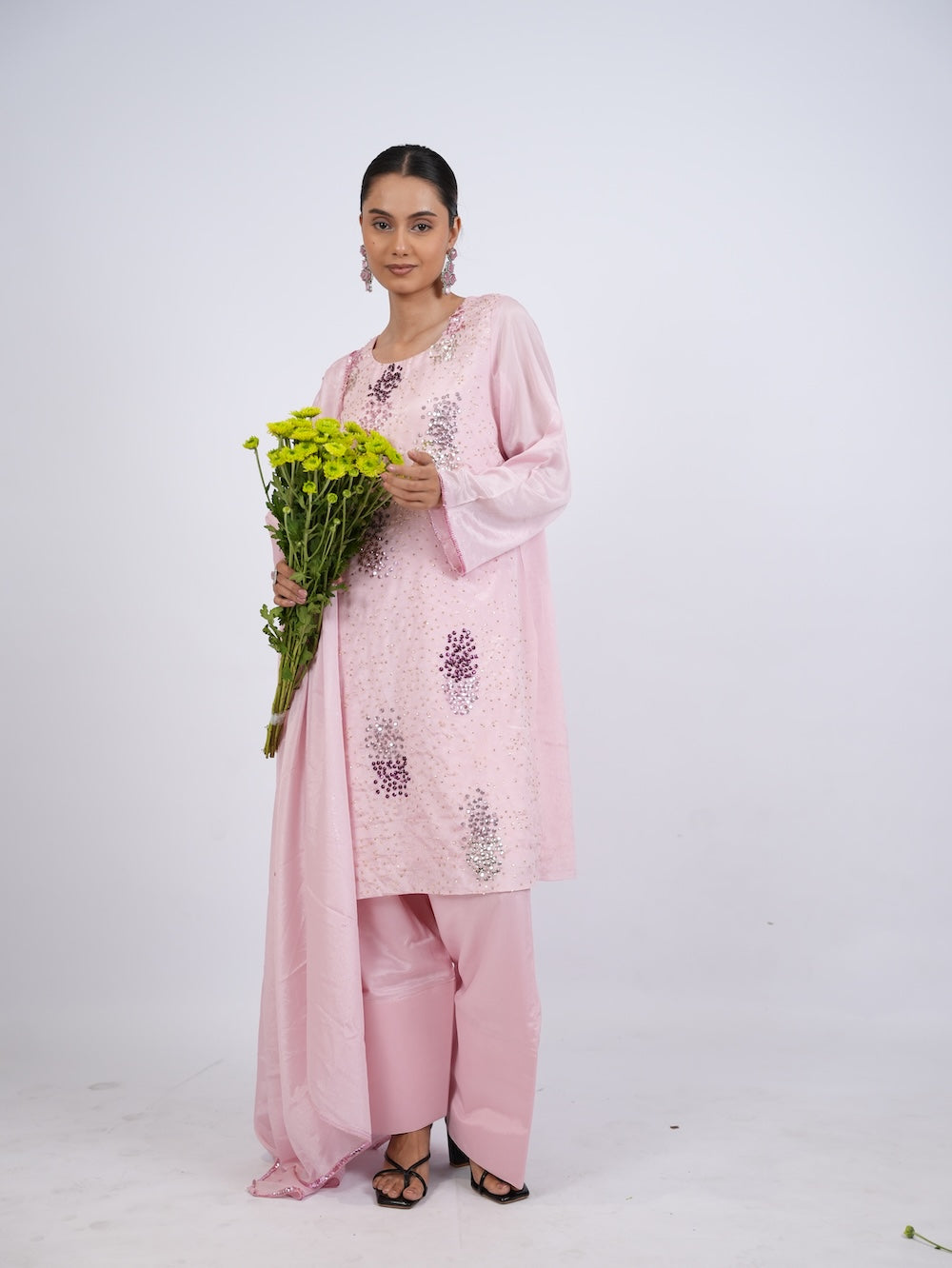 Blush Pink Embellished Kurti and Pant Set
