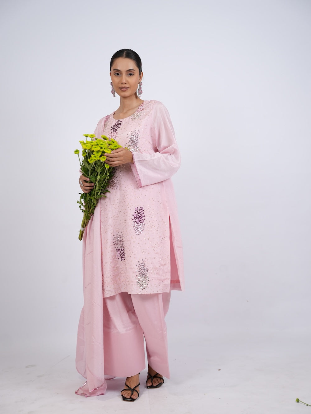 Blush Pink Embellished Kurti and Pant Set