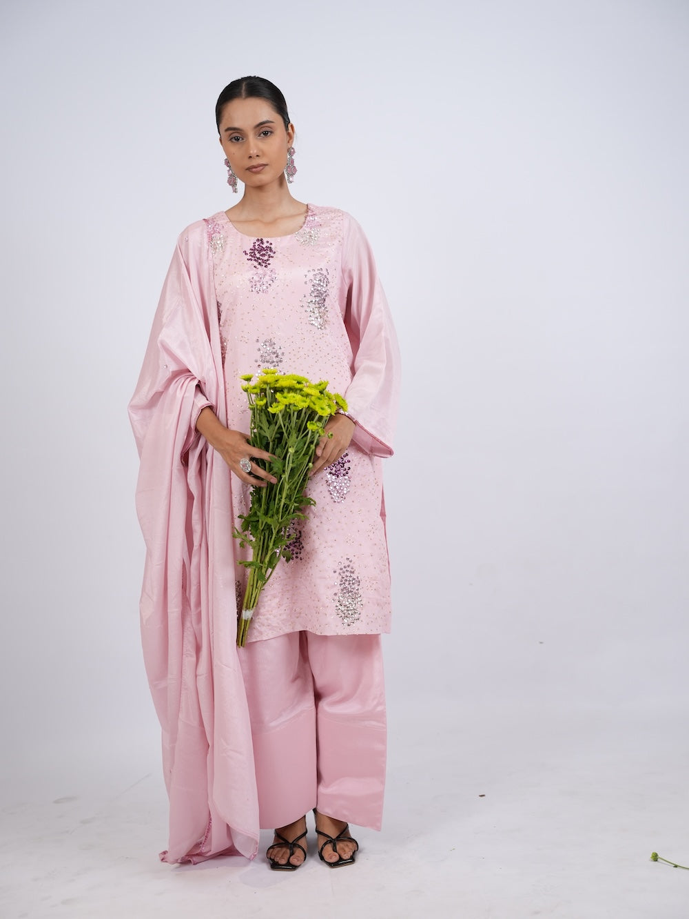 Blush Pink Embellished Kurti and Pant Set