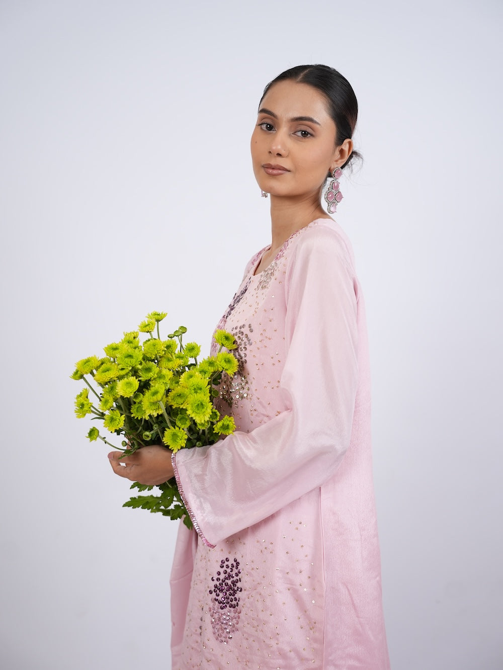 Blush Pink Embellished Kurti and Pant Set