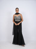 Black & Silver Sequin Embroidered Sharara Set