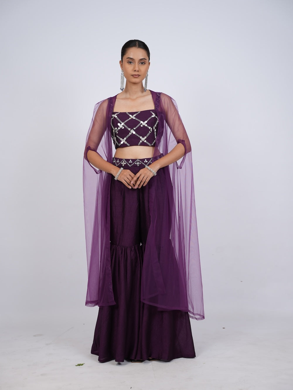 Purple Indo-Western Set
