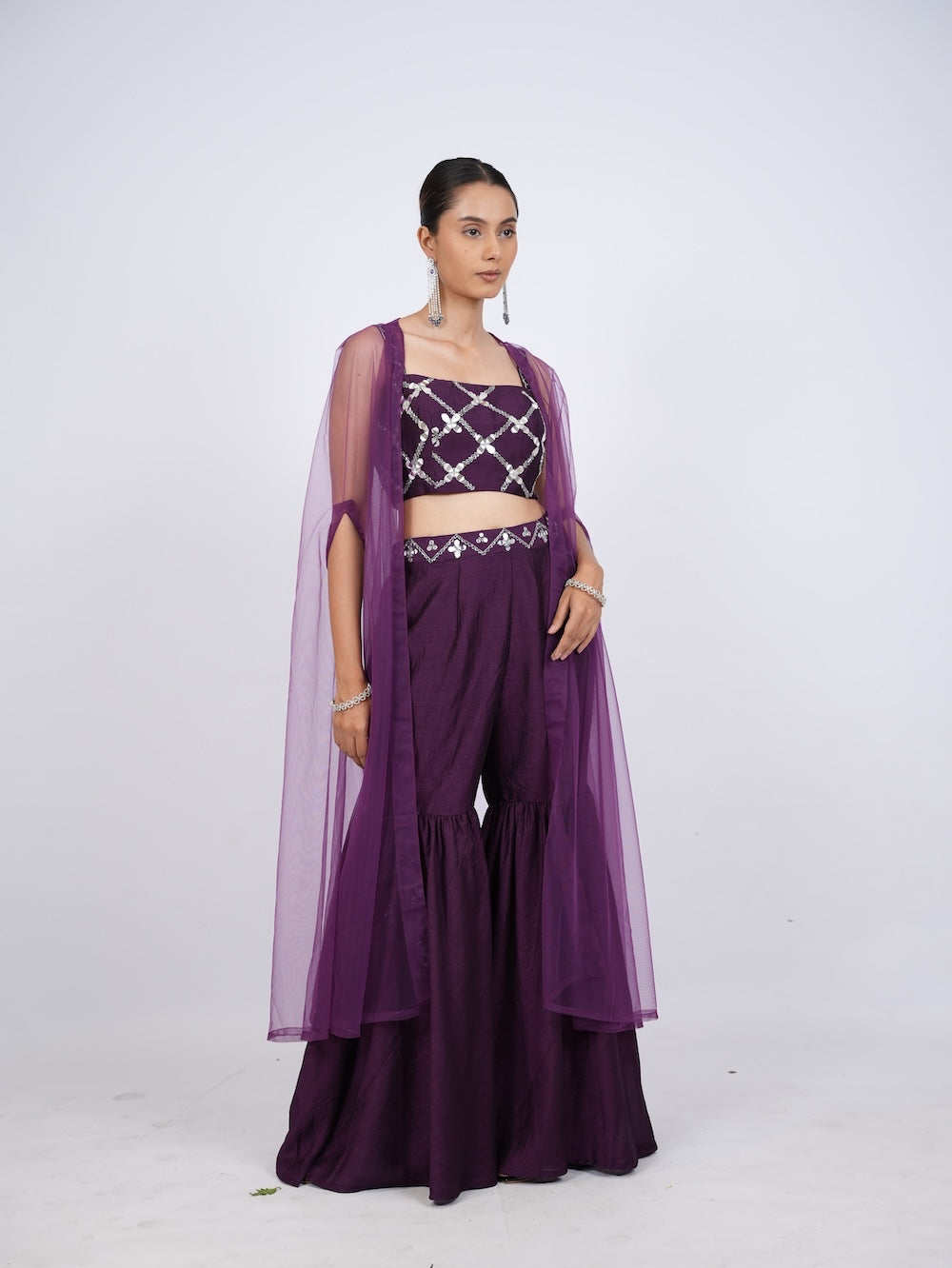Purple Indo-Western Set