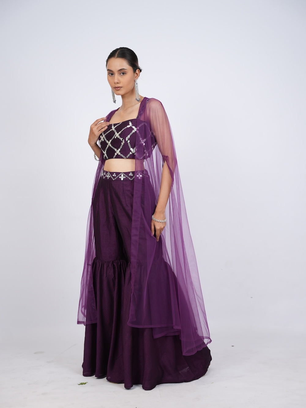 Purple Indo-Western Set