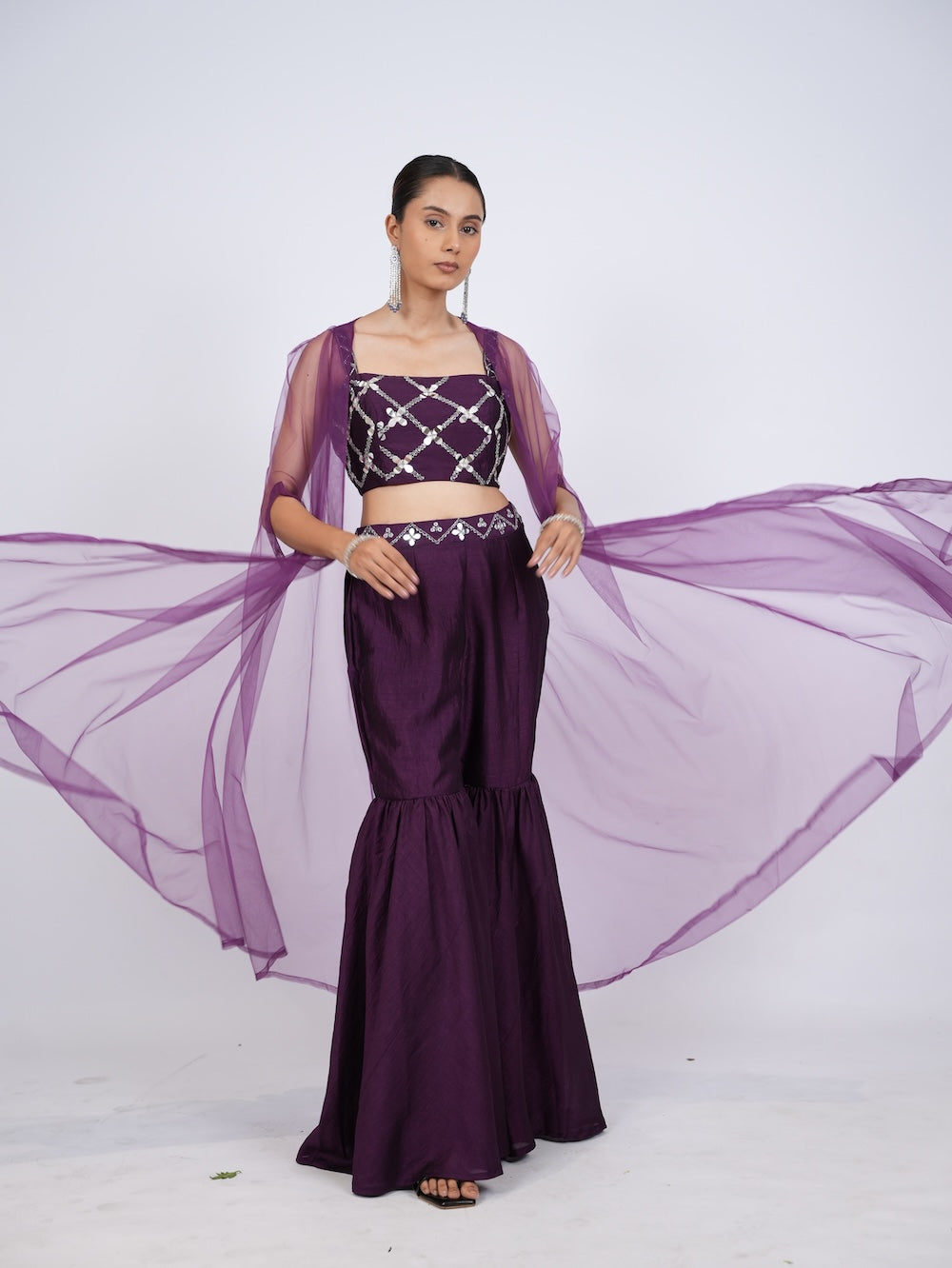 Purple Indo-Western Set