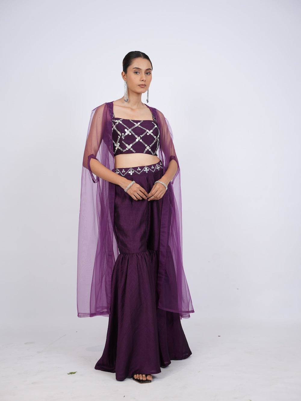 Purple Indo-Western Set