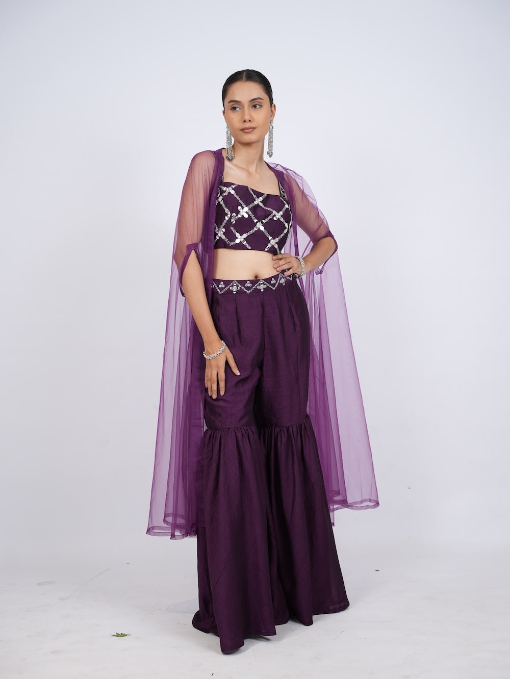 Purple Indo-Western Set