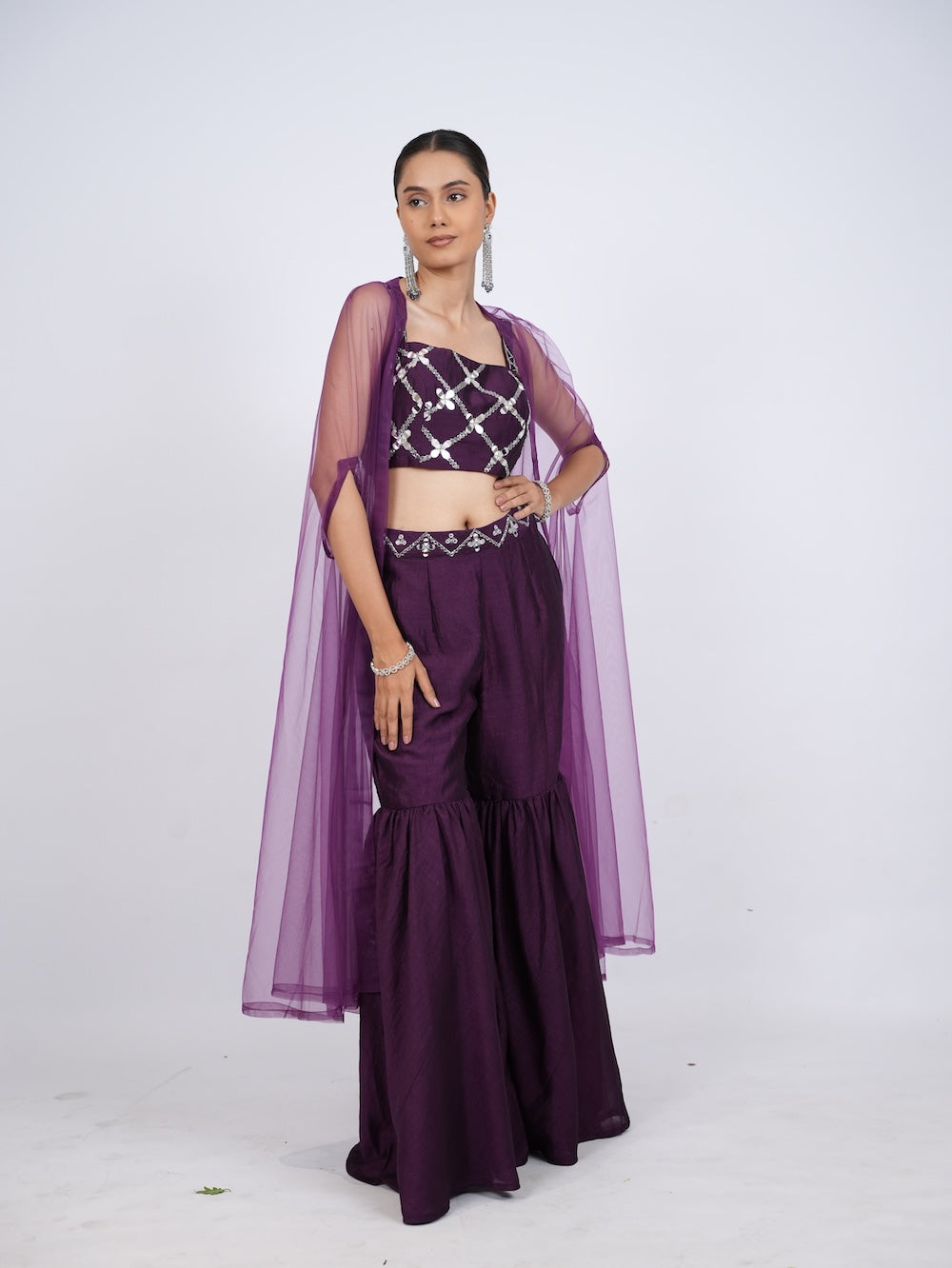 Purple Indo-Western Set