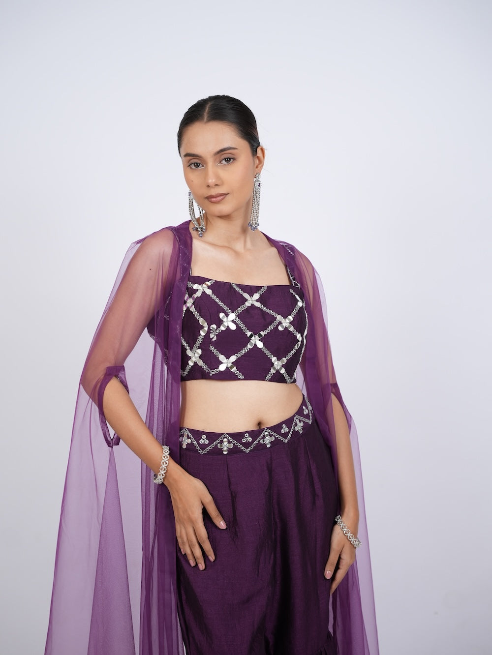 Purple Indo-Western Set