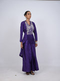 Purple Embroidered Indo-Western Peplum Kurti