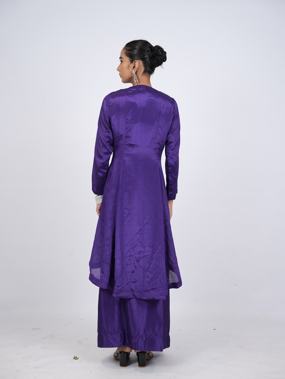 Purple Embroidered Indo-Western Peplum Kurti