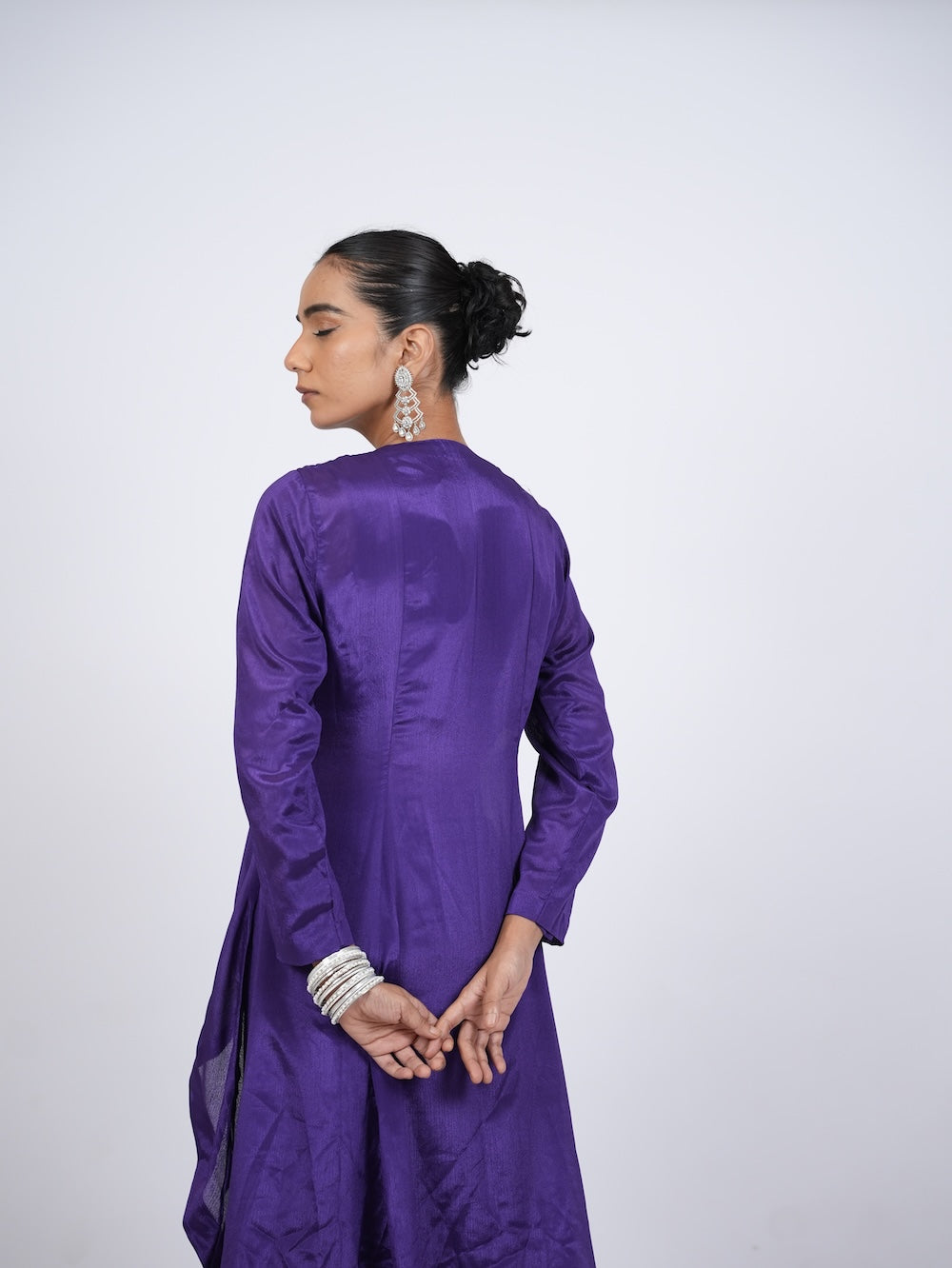 Purple Embroidered Indo-Western Peplum Kurti