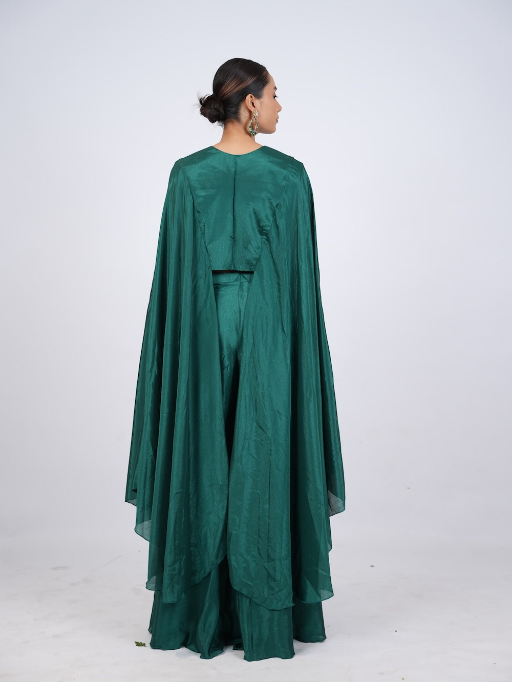 Emerald Green Embroidered Indo-Western Cape