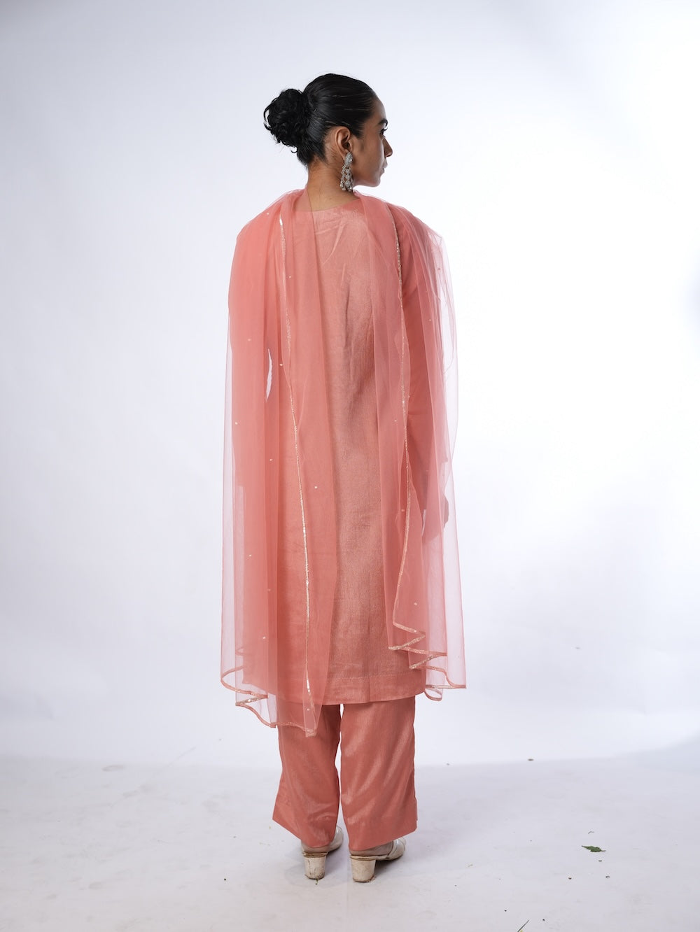 PEACH EMBROIDERED KURTI SET